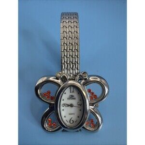 Stone Quartz Women’s Watch Butterfly Silver Battery Replaced Vintage New Band